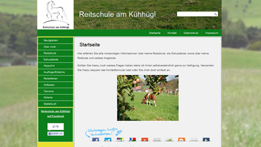 Screenshot zur Webseite von Reitschule am Kühhügl